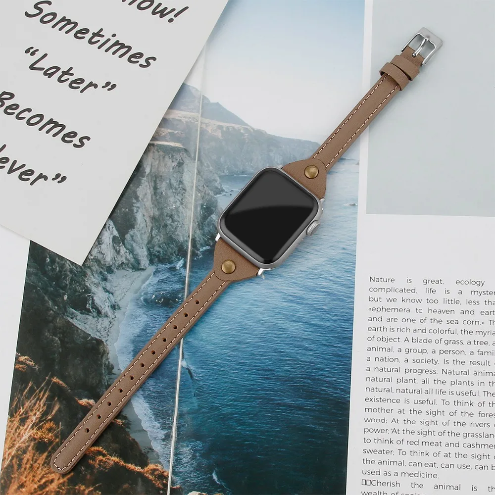 Ремешки для Apple Watch 38 мм 40 мм 4 44 мм кожаный браслет для Apple Watch ремешок 5 4 3 2 1 для iWatch серии 42 мм женские ремешки