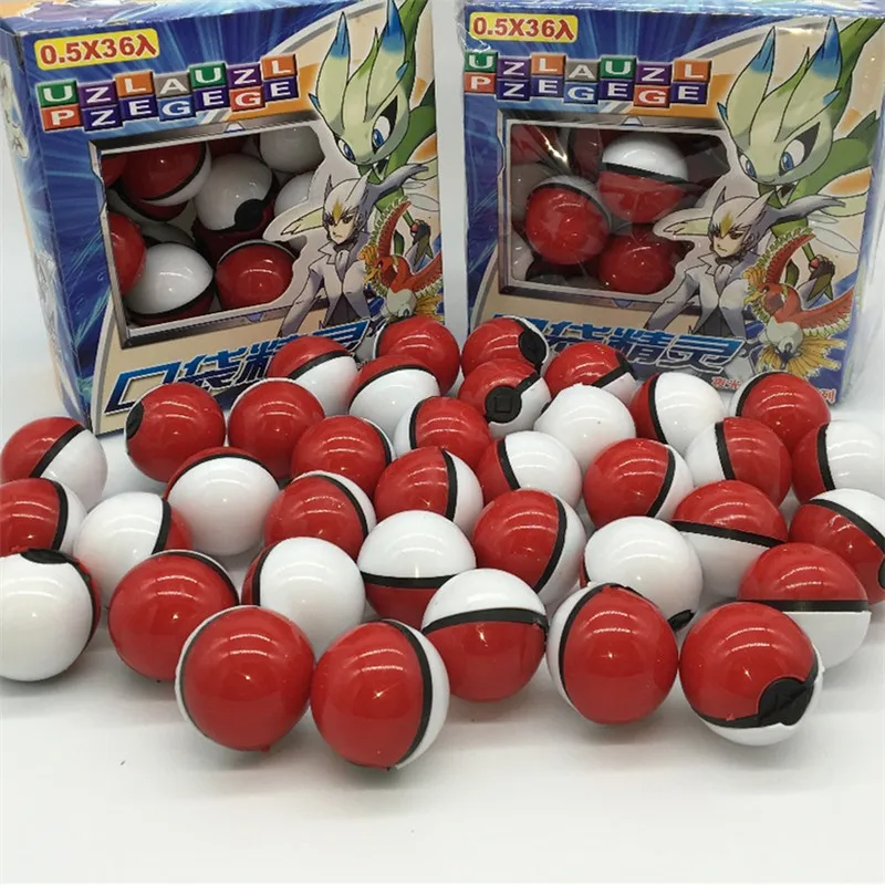 

2 Color Anime Pokemon Pokeball Random One Crystal Pet And 2pcs Cards Sticker Cosplay Pikachu Figure Toy Doll