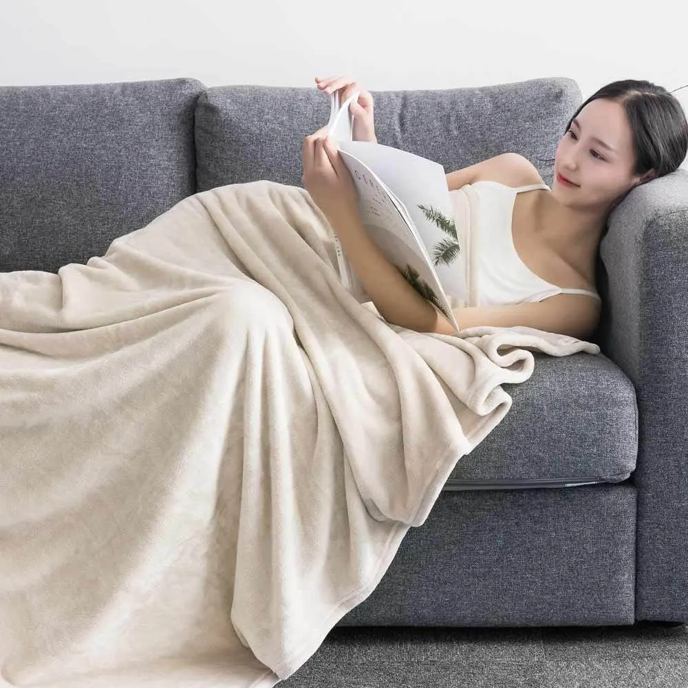 Xiaomi Mijia COMO гостиная фланель сплошной теплый бархат антибактериальное одеяло антистатические для простыней и офиса дома 3 вида цветов - Color: Beige
