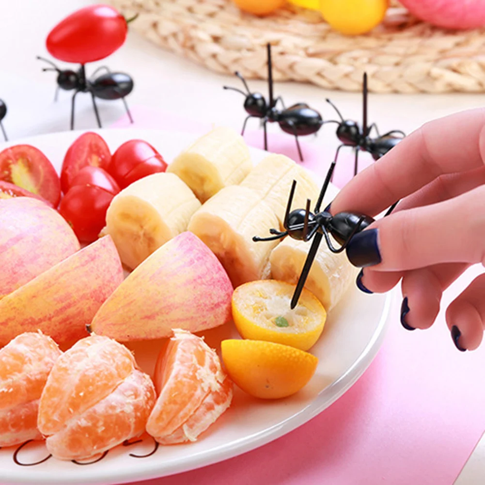 12 шт. DIY Мини мультфильм вилка для фруктов в форме муравья посуда торт десерты еда выбрать зуб выбрать s Детский десерт животное еда вилка муравья