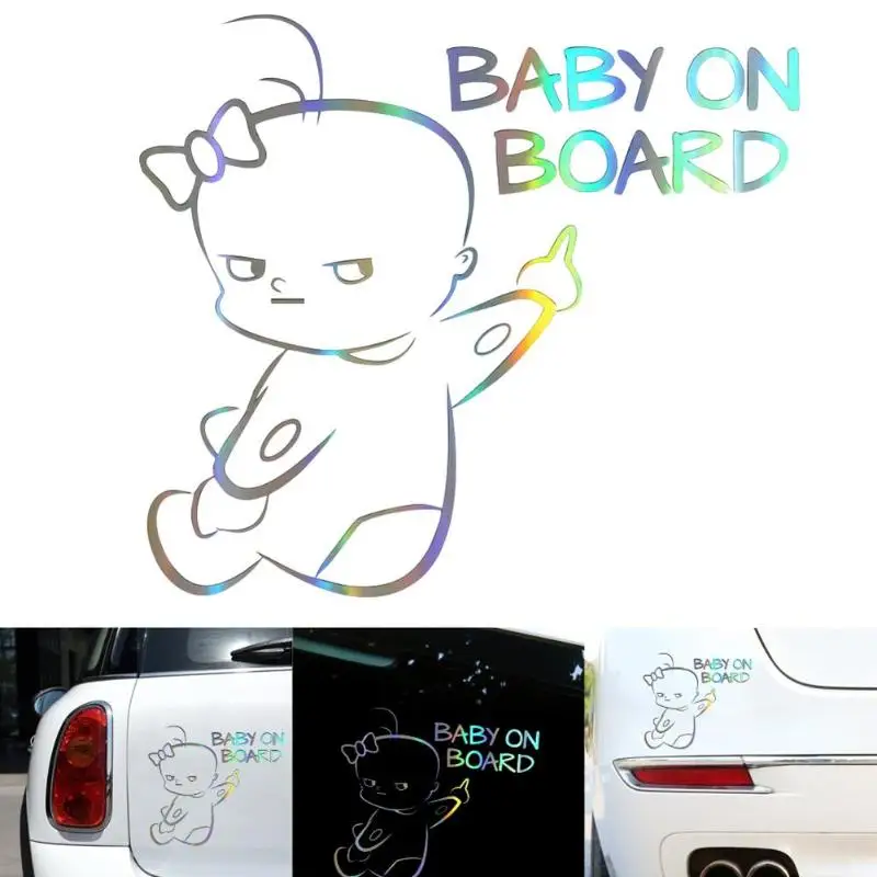 

Hot SaleCar Sticker Classic Delicate Texture 16x14.4cm BABY ON BOARD Vinyl Car 3D Sticker Cute Laser Reflective Auto Decal