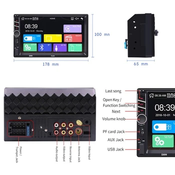 

Car Stereo 7 Inch Press Screen Universal Car Radio Bluetooth Support FM/TF/USB/SWC/AUX/Mirror Link/Rear View Camera Car MP5 Play
