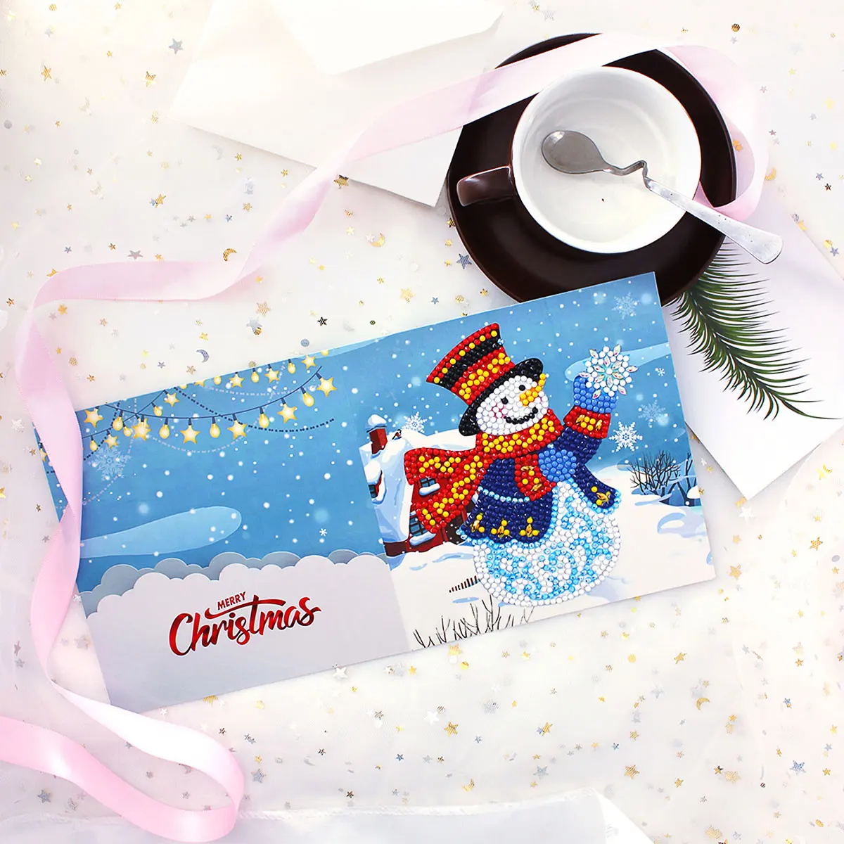  Merry Christmas Festival Greeting Cards 8Pcs/Set DIY Diamond Painting Invitation Cards Santa Claus  - 4000174819008