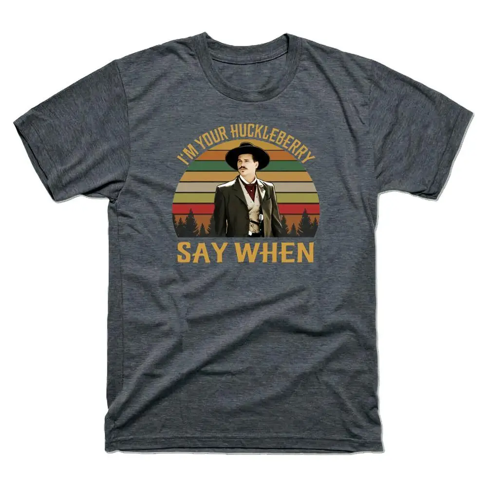 Doc Holliday надгробная плита I'm Your Huckleberry Say When винтажная Мужская футболка