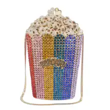Дизайнерские вечерние сумки в стиле поп-Корн, роскошные вечерние сумочки с кристаллами, свадебные сумочки, цветные клатчи