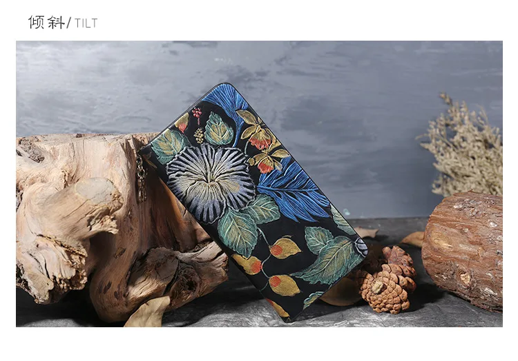 New style wallet, folk style, hand-painted, handbag, large capacity zipper wallet