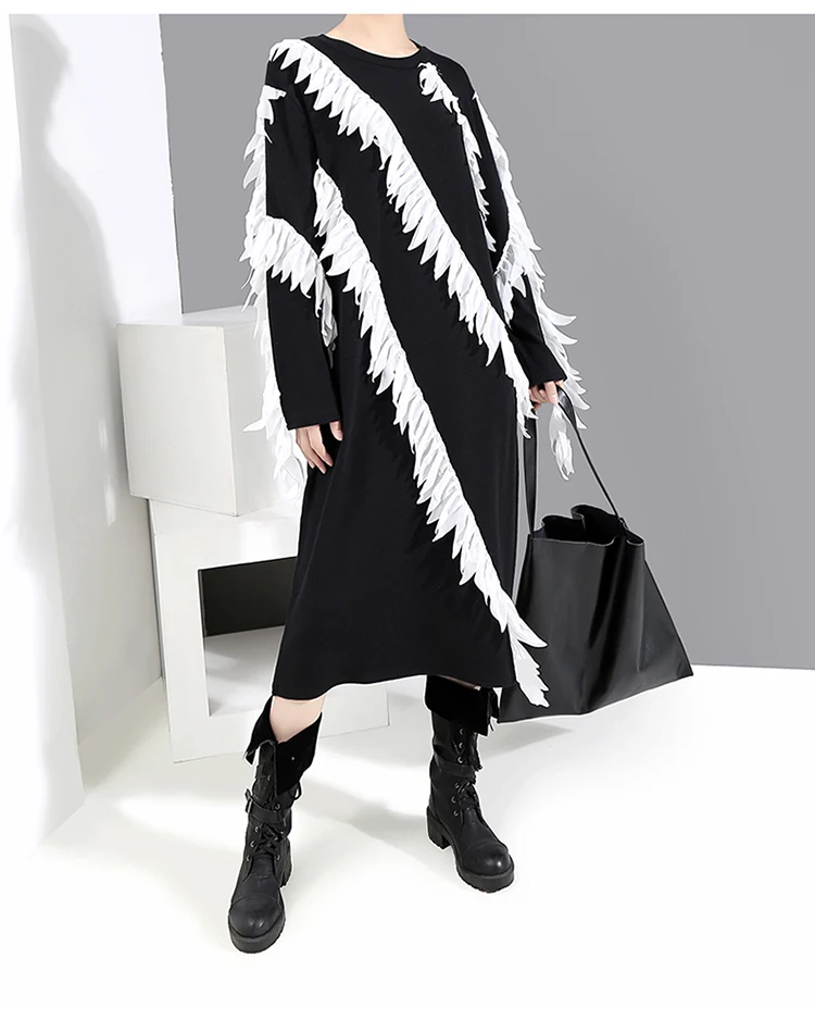 Новинка, корейский стиль, женское черное зимнее платье с длинным рукавом, женские стильные вечерние платья, парадное платье для клуба, Femme 5549