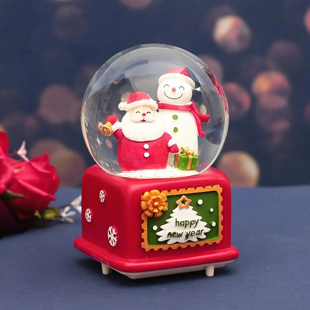 Hot Santa Claus Snow Globes Glass Crystal Ball Lighting Music Box Craft Home Desktop Decoration Christmas Wedding Birthday Gift