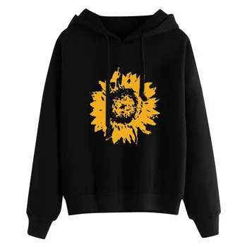 

Hoodies Sweatshirt Women Harajuku Streetwear Sunflower Print Hoodie 2020 Winter Women Fashion Clothes Kawaii Korean #L10