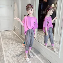 

Loose Spring Summer Baby Boys Girls Set Kids Sweatshirts +Pants Sport Teenage Tops Outwear Children Clothing Suit High Quality