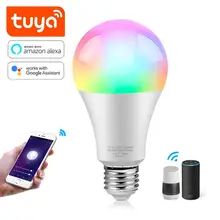 Умная лампа Tuya, 15 Вт, Wi-Fi, светодиодная Светильник почка Smart Life, RGB, Bluetooth, умный дом, лампочка для дома, ручной помощник Google Home