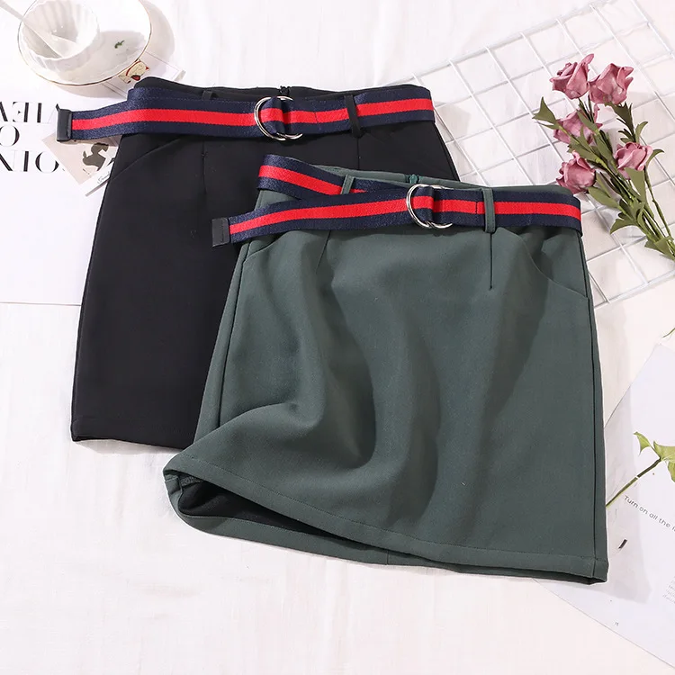 Special Offer Women's Dress Processing Elasticity Short Half-length Skirt High-waisted One-step Skirt Slimming Black And White w