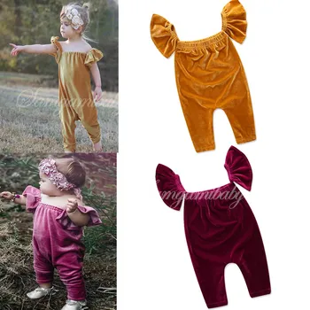 

One-pieces Children Jumpsuit Casual Baby Boys Baby Girls Gold Velvet Sleeveless Rompers 2020 Spring Summer New Kids Clothes