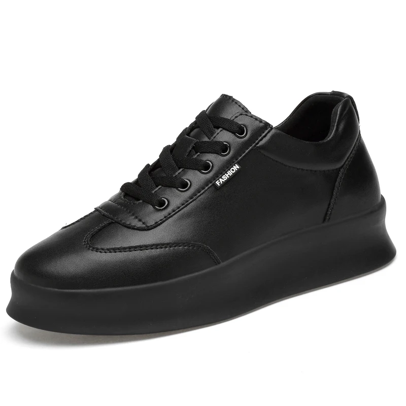 Black6CM Новая популярная мужская повседневная обувь напольная, удобная кожаная модная мужская обувь, 5-10 см - Цвет: Black6CM
