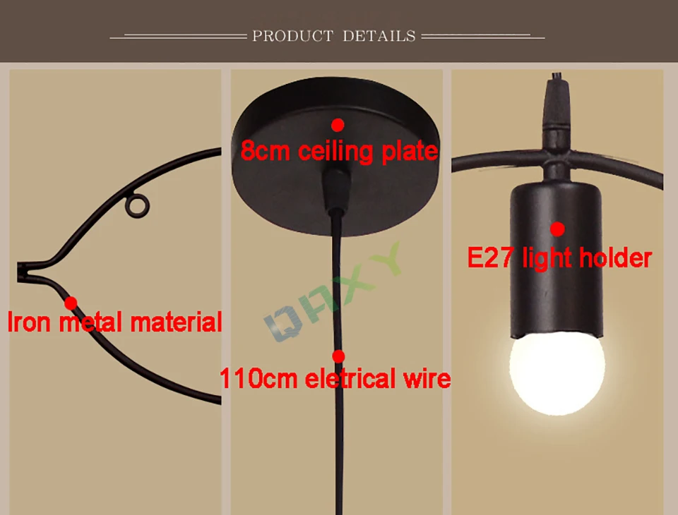 Современный светодиодный светильник для дома в форме рыбы, подвесные светильники, Креативный светодиодный подвесной светильник для столовой спальни [D4504]
