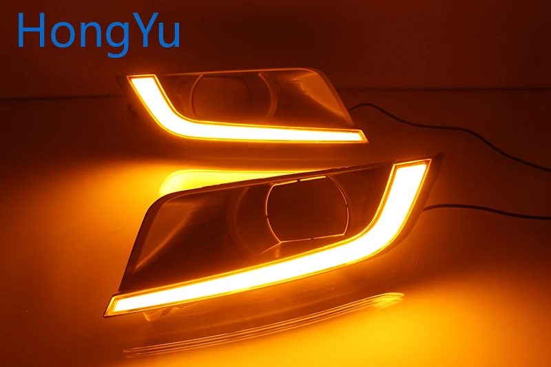 Автомобильный мигающий светодиодный DRL дневные ходовые огни для Ford Ranger с желтой поворотной сигнальной лампой