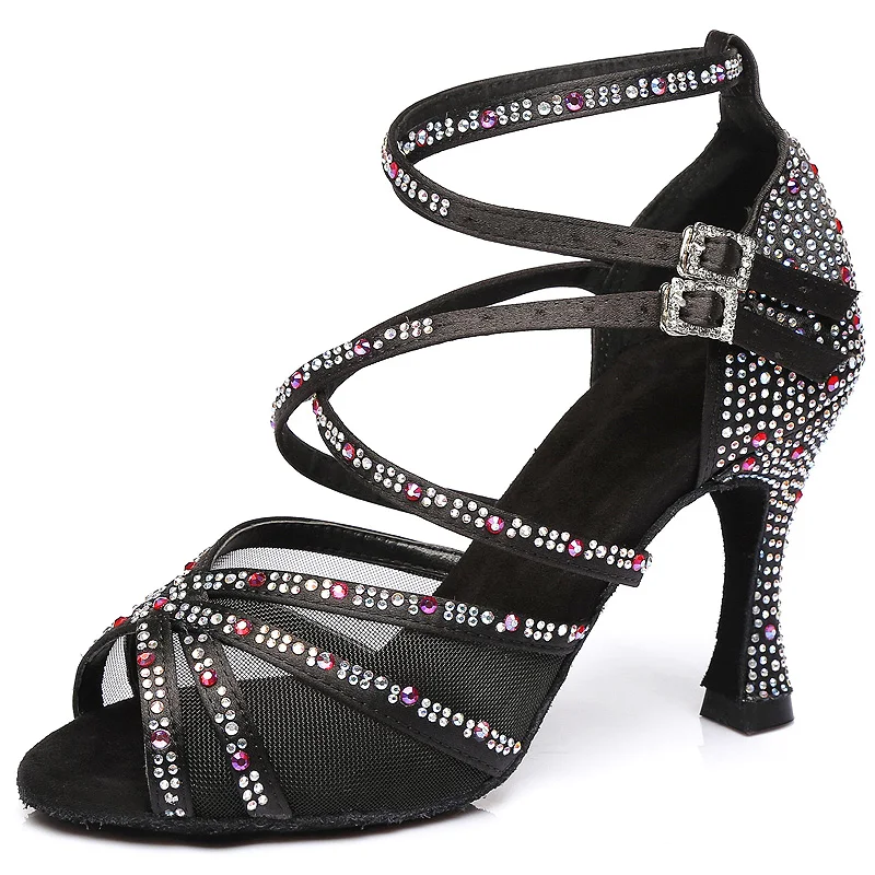 Women Shoes Latin Dance Shoes Waltz Party Square Jazz Shoes Ladies Ballroom Dance Shoes Samba Heels Suede Sole JuseDanc