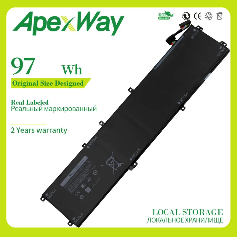 Аккумулятор ApexWay для ноутбука Dell precision 05041C M5520 M5530 XPS 15 11 4 9560 5XJ28 5D91C P83F001 97Wh 9570 в 6GTPY