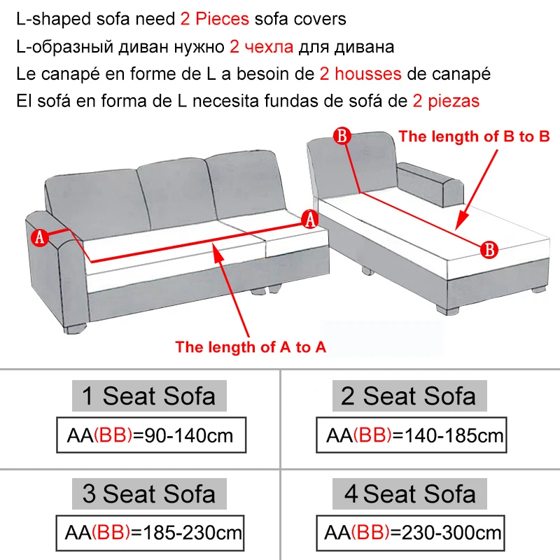 Sofa Covers for Living Room Elastic Solid Corner Couch Cover L Shaped Chaise Longue Slipcovers Chair Protector 1//2//3//4 Seater