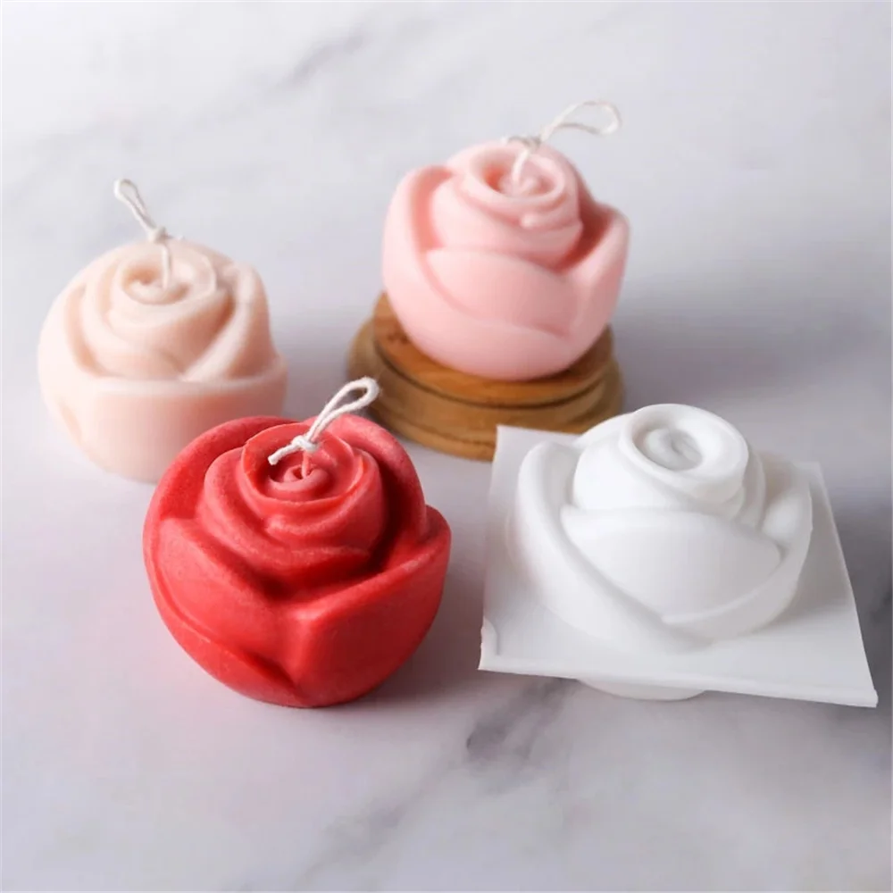 Diy Rose Wedding Candle Silicone Mold Aromatherapy Home Decoration Flower Handmade Candle Making