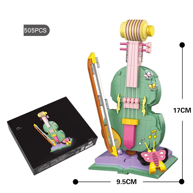 

Hot creator Musical Instruments mini block violin model building bricks educational toys collection for kids gifts