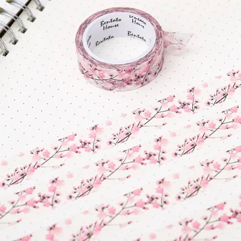 

1PCS 1.5cm*7m Romantic Cherry Blossom Washi Tape DIY Decorative Scrapbooking Masking Tape Adhesive Label Sticker Tape Stationery