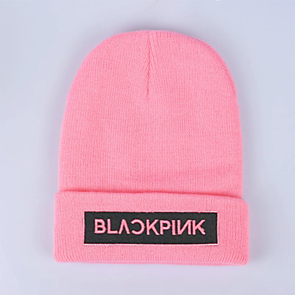 BLACKPINK Kpop зимние шапки для женщин шапка зимние шапки бини мужские хлопковые унисекс повседневные буквы вязаная шерстяная шапочка шапка сохраняющая тепло - Цвет: 3