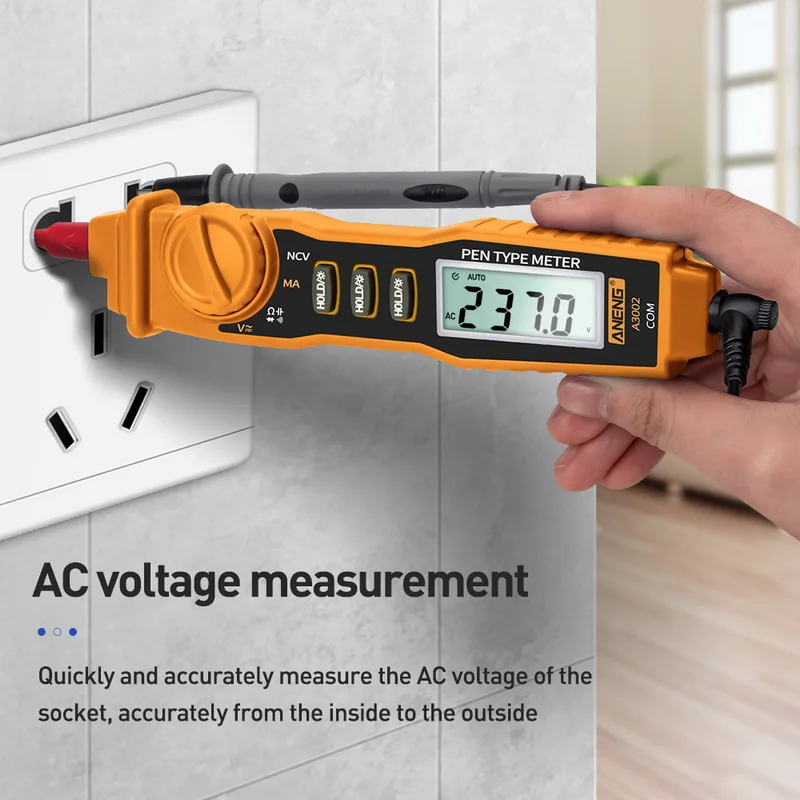 A3002 Digital Multimeter Pen Type 4000 Counts with Non Contact AC/DC Voltage Resistance Diode Continuity Tester Tool