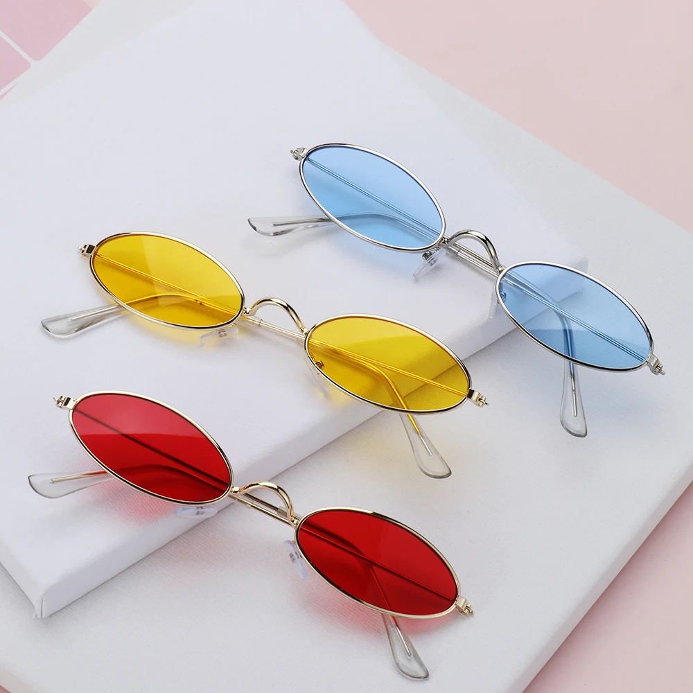 Oval Sunglasses Shades Female Retro Color Black Vintage Fashion-Designer Women Red Small