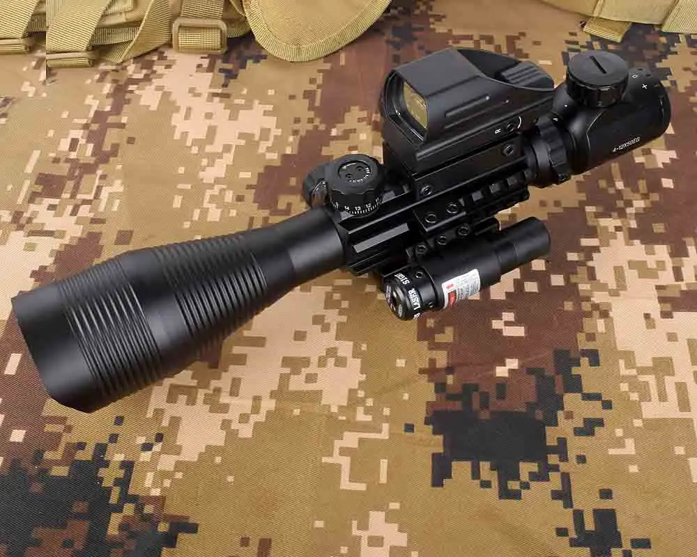 

Rifle Scope Combo C4-16x50EG Hunting Dual Illuminated with Laser Sight 4 Holographic Reticle Red/Green Dot for 22 Rail