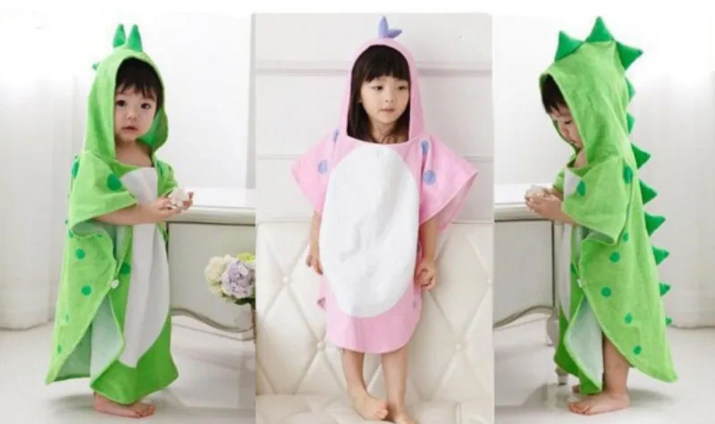 infant baby cotton absorbent breathable children cartoon bathrobe dinosaur bath towel with cap T812