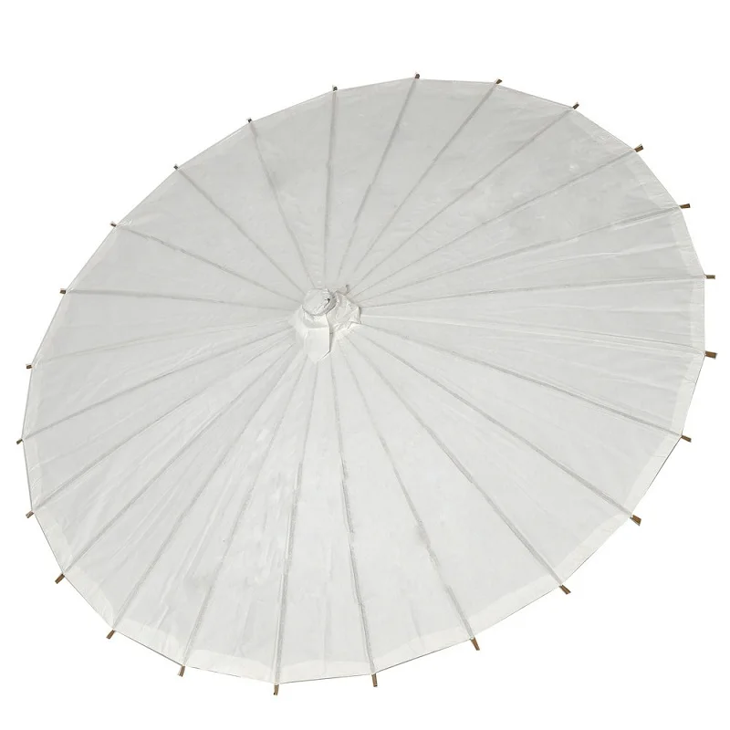 30pcs Bamboo Diameter 23.6inch Wedding Umbrella Parasol White Paper Long Handle Wedding Bridal Favor Parasol Adult Size