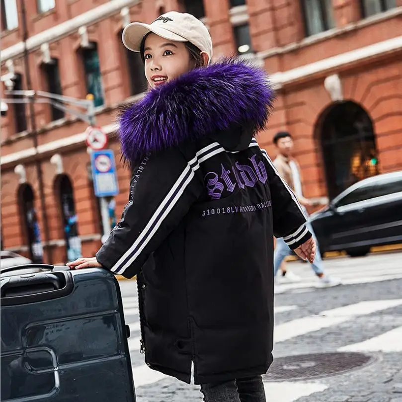 Wholesale Winter Children Down Jacket thicker warm hooded real fur collar Girls Coat Modis Kids Down Jacket Outerwear Y2206