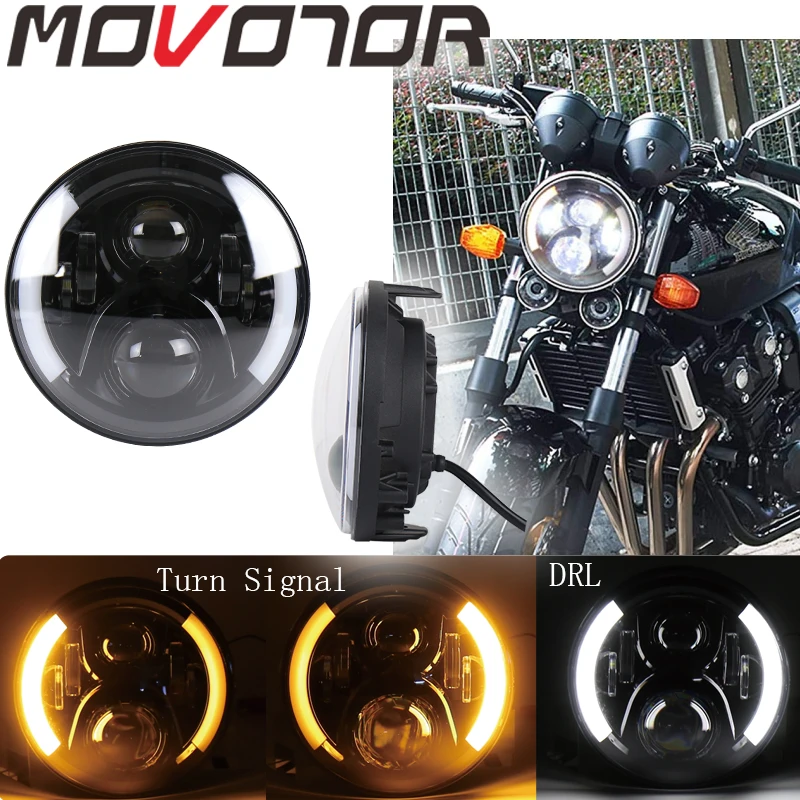 Для Honda bike CB400SF фара 7 дюймов с halo прикрепленным к мотоциклу серии CB DRL Функция Hi/Lo луч черный 1 шт