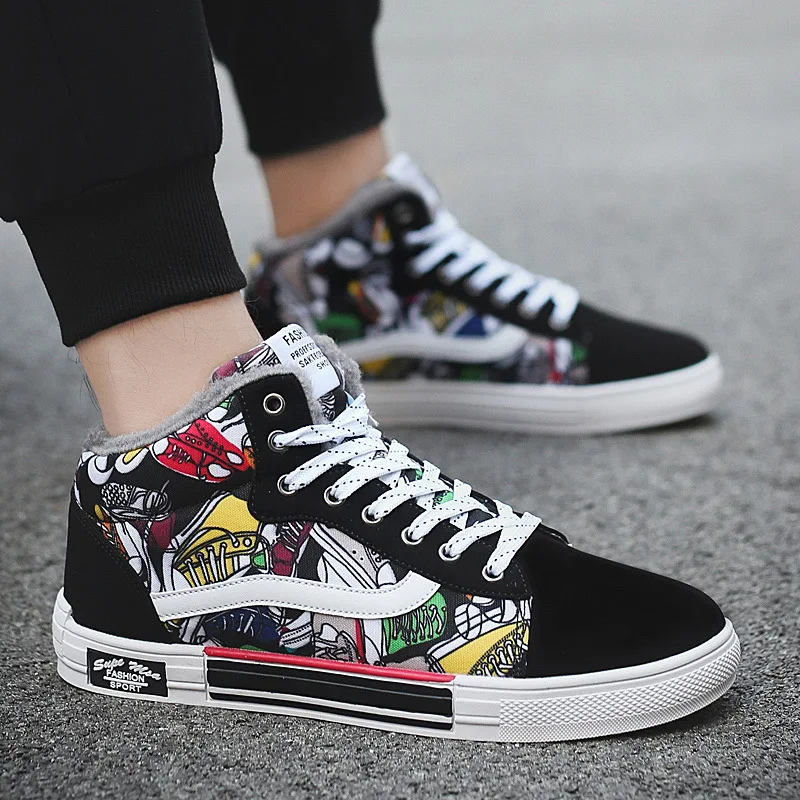 

Canvas Shoes Men's Hight-top plus Velvet Large Size Shoes 2019 Autumn & Winter New Style Couples Trendy Shoes Fashion Students G