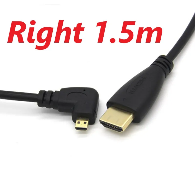 10 шт. микро HDMI кабель угол 90 градусов микро HDMI к HDMI кабель для цифровой камеры и телефонов планшетов - Цвет: Rgiht 1.5m