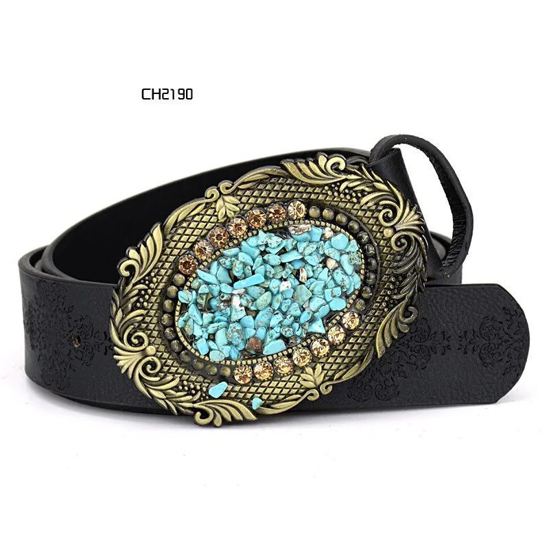Black-ch2190 Deepeel 1 шт. 3,5 см* 100 \ 115 см женский ремень из искусственной кожи сплав гладкая Пряжка инкрустированный цвет камень пряжки голова личности декоративные - Цвет: Black-ch2190