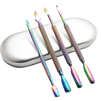 

Salon Manicure Cleanser Scissor Plier Cuticle Pusher Set Dead Skin Remover Trimmer Spoon Stick Stainless Steel Nail Care Cutter