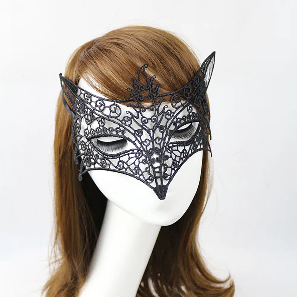 

Sexy Mask Elegant Face Black Mask Halloween Cloth Black Masquerade Carnival Party Costume Accessories Lace Butterfly Fox Deer