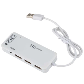 

3 Port Usb 2.0 Hub External 7.1Ch Sound Card Headset Microphone Adapter For Pc White