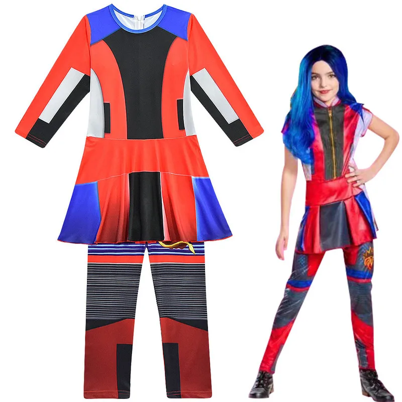 Descendants Mal Costume Outfits | Evil Straight Purple Kids Adult Cosplay Jumpsuit | Halloween Fancy Dress image 4