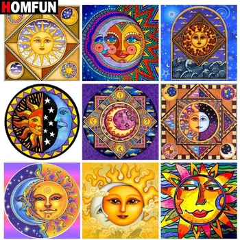 

HOMFUN Diy Full Square Round Drill 5D Diamond Painting Cross Stitch Diamond Embroidery "Cartoon sun moon" Home Decor Gift