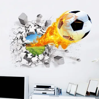 

Football Broken Wall Stickers Wholesale Living Room and Bedroom Background Wall Stickers Football Club Decorations