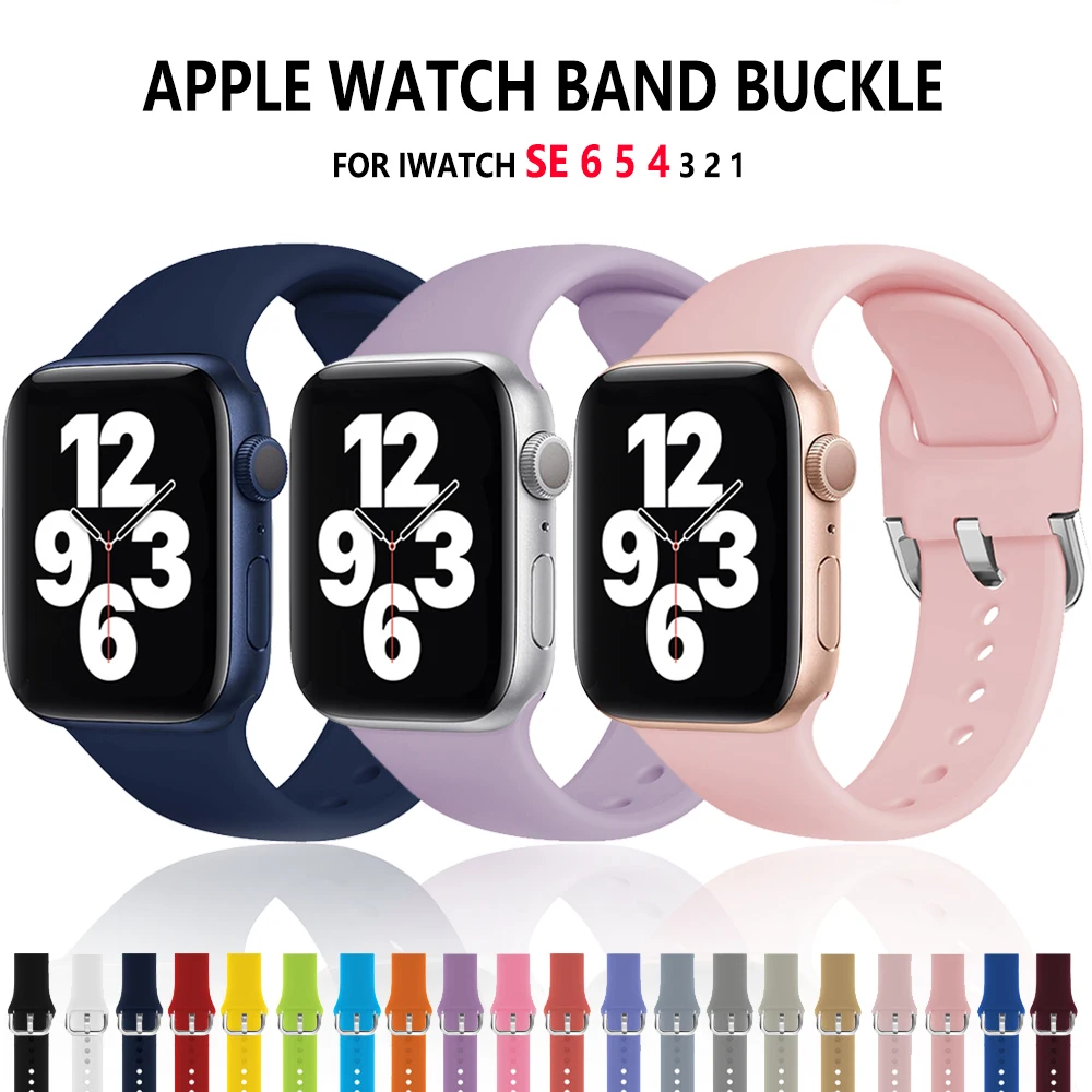 Soft Rubber Sport Band For Apple Watch SE 44mm 40mm Buckle Strap on Smart iWatch Correa Watchband Bracelet Series 65432 42mm38mm