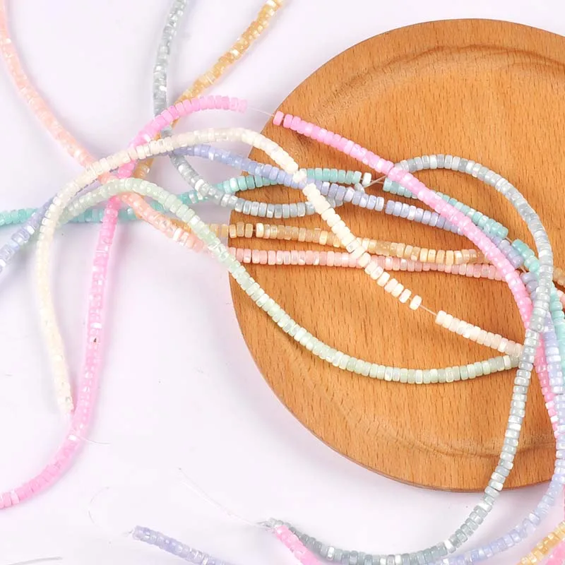 36cmMulticolorDyeNaturalShellsRoundFlatBeadsJewelryAccessoriesDIYBraceletNecklaces