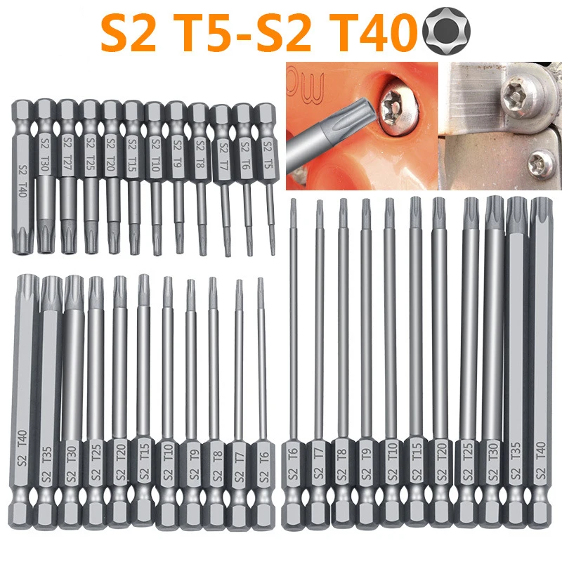 11pcs/12pcs Security Bit Set Tamper Proof Screwdriver Drill Bit Screw Driver Bits Torx Flat Head 1/4