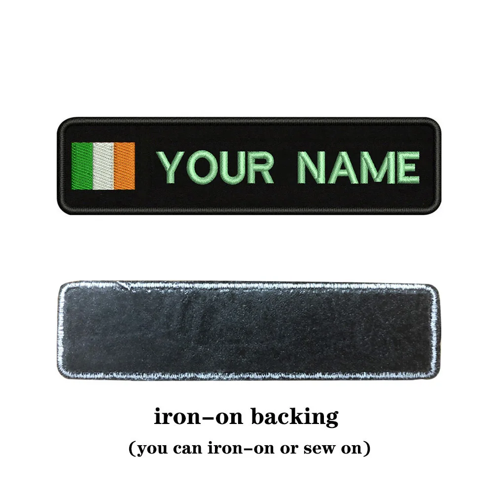Light blue-iron on Вышивка На Заказ Флаг Ирландия имя или заплатка с текстом 10 см* 2,5 см значок Утюг на или липучке Подложка для одежды брюки рюкзак шляпа - Цвет: Light blue-iron on