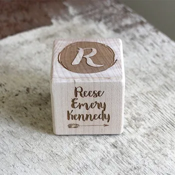 

Baby name Block, custom engraved wooden baby Cube, Christening Baptism Gift, Brush Lettering Design, Baby keepsake,Nursery Decor