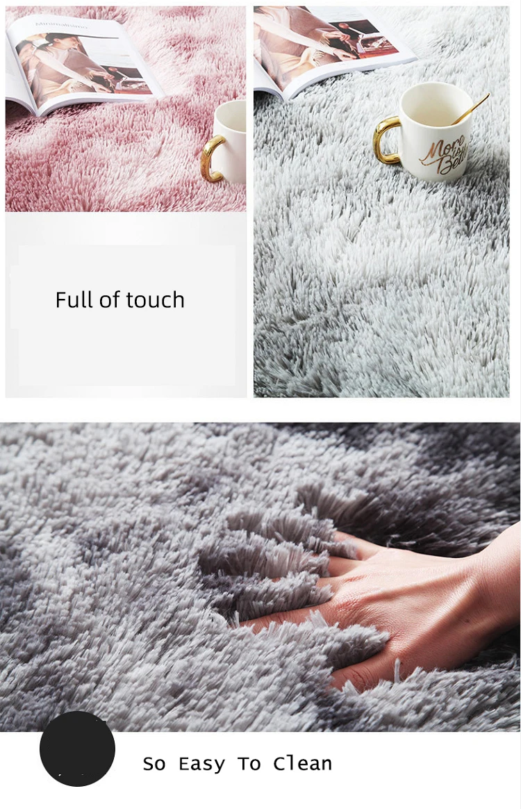 Tapis cocooning rond à poils longs en fausse fourrure