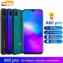 Blackview A60 Pro смартфон MTK6761 четырехъядерный Android 9,0 4080 мАч мобильный телефон 3 ГБ+ 16 Гб экран с каплями воды лицо ID 4G мобильный телефон